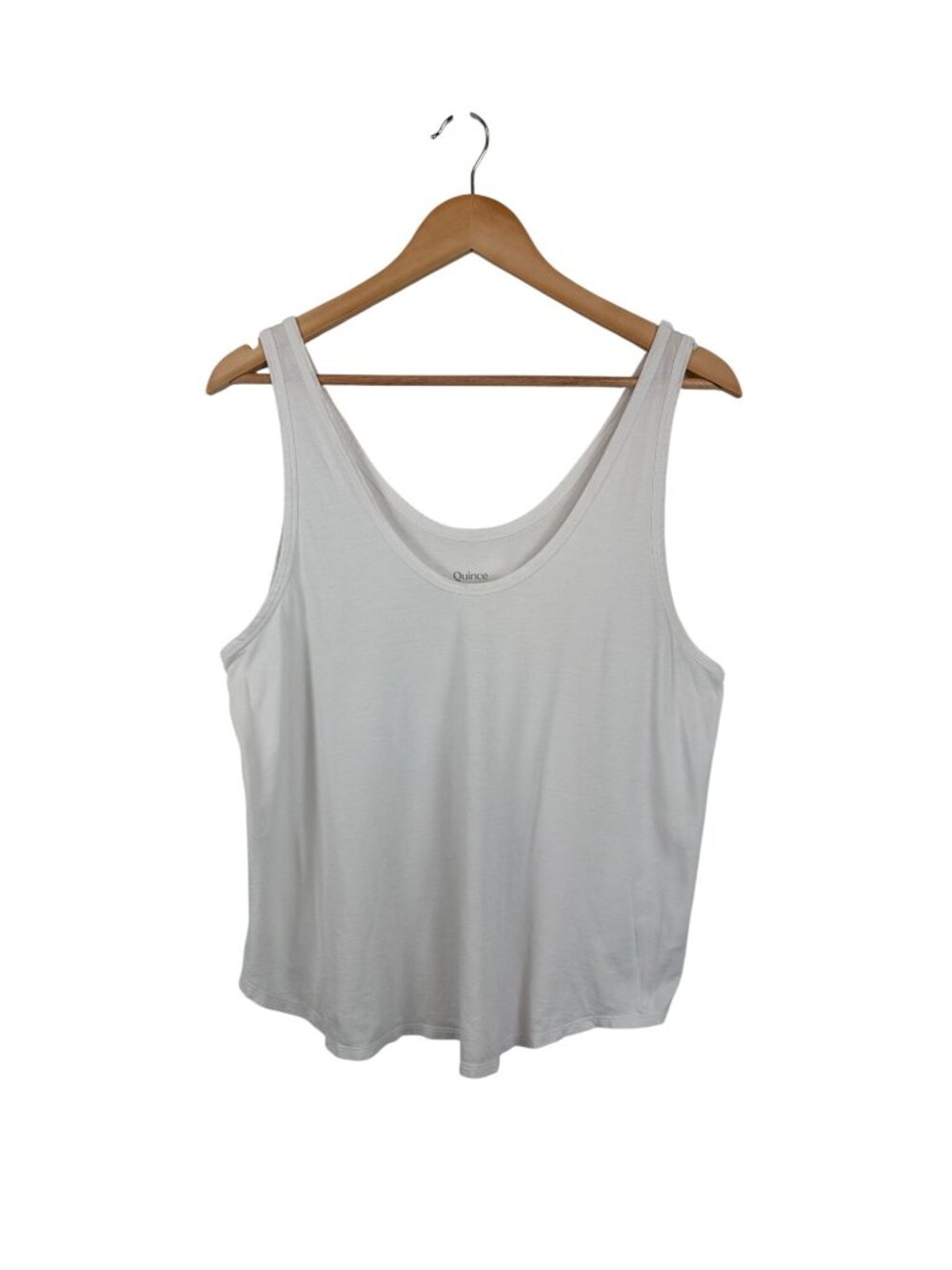 Quince Womens Cotton Modal Double Scoop Neck Tank Top White Size Large